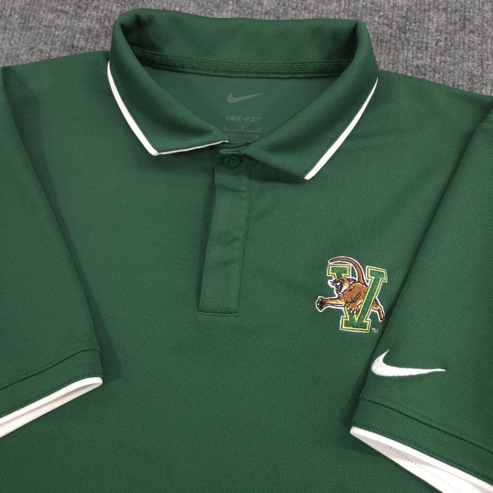 Nike University of Vermont Catamounts Polo Shirt Mens S Green Collegiate Golf